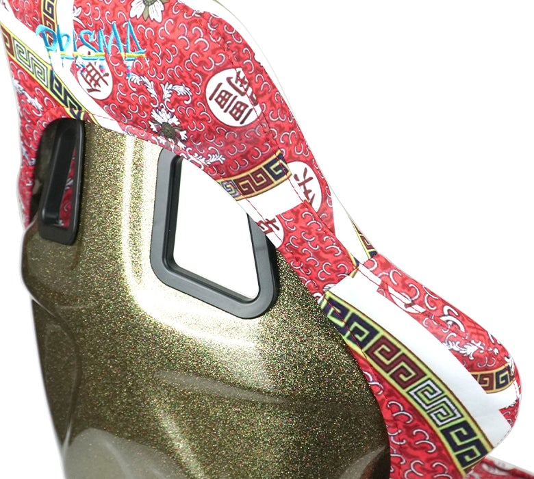 NRG Innovations - FRP Bucket Seat Dynasty Edition - Large - Oriental Longivity Plate/Gold Pearlized Back - NextGen Tuning