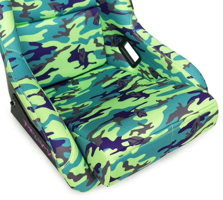 NRG Innovations - FRP Bucket Seat GIJ Edition - Medium - Green Camo Print/Green Pearlized Back - FRP-303-GIJ - NextGen Tuning