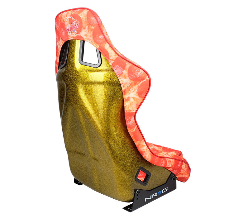 NRG Innovations - FRP Bucket Seat Ultraslice Collab Edition - Large - Pizza Print/Gold Glitter Back - NextGen Tuning