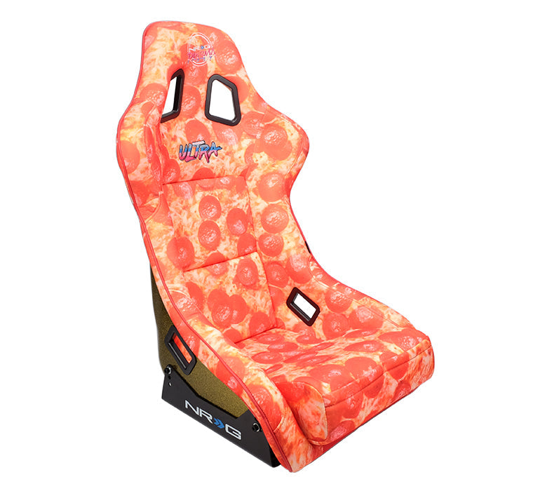 NRG Innovations - FRP Bucket Seat Ultraslice Collab Edition - Large - Pizza Print/Gold Glitter Back - NextGen Tuning
