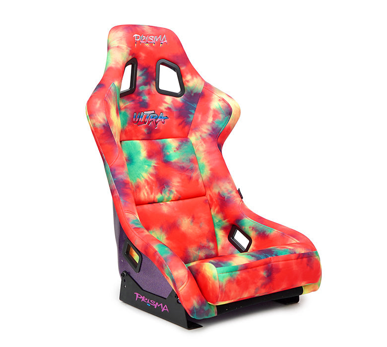 NRG Innovations - FRP Bucket Seat Tie Dye Edition - Large - Tie Dye Print/Purple Sparkled Back - NextGen Tuning