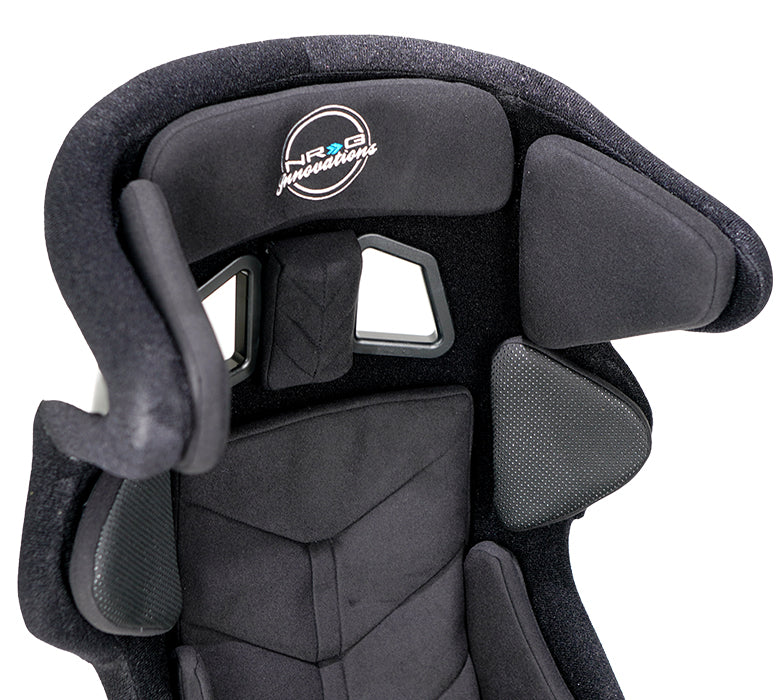 NRG Innovations - Carbon Fiber FIA Competition Bucket Seat with Halo and Removable Thin Cushions - Black/Black Carbon Fiber Back - FRP-RS700M-BK1 - NextGen Tuning