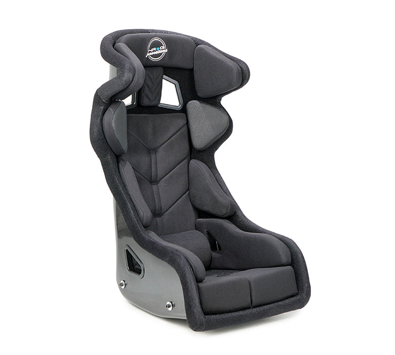 NRG Innovations - Carbon Fiber FIA Competition Bucket Seat with Halo and Removable Thick Cushions - Black/Black Carbon Fiber Back - FRP-RS700M-BK2