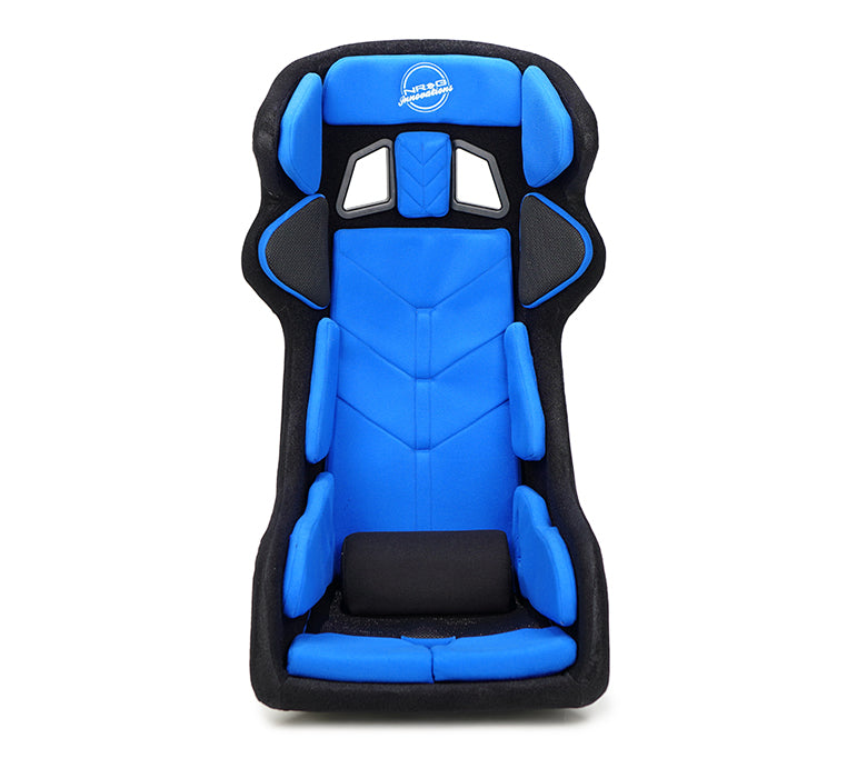 NRG Innovations - Carbon Fiber FIA Competition Bucket Seat with Halo and Removable Thin Cushions - Blue/Black Carbon Fiber Back - FRP-RS700M-BL1 - NextGen Tuning