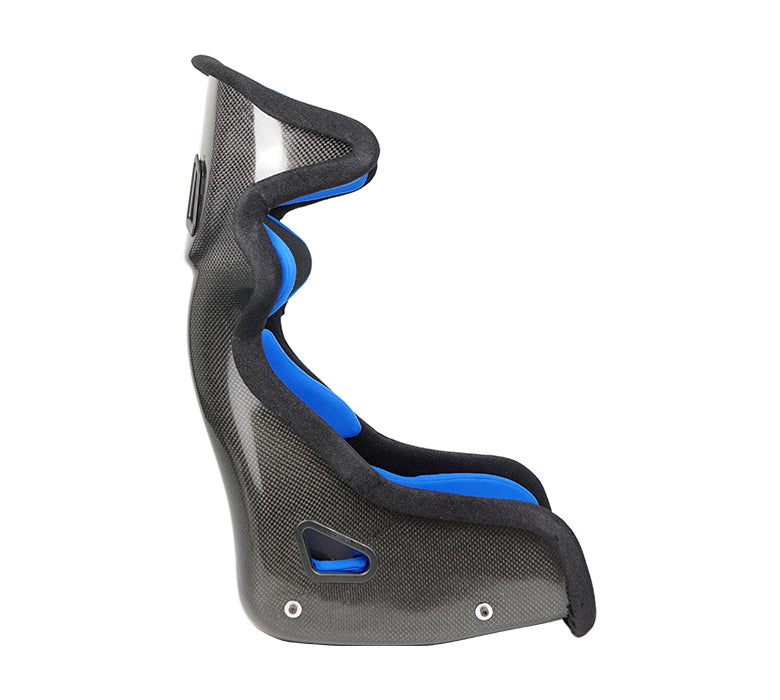 NRG Innovations - Carbon Fiber FIA Competition Bucket Seat with Halo and Removable Thin Cushions - Blue/Black Carbon Fiber Back - FRP-RS700M-BL1 - NextGen Tuning