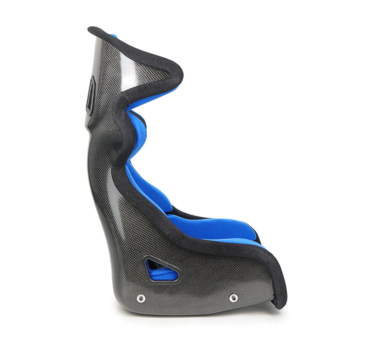 NRG Innovations - Carbon Fiber FIA Competition Bucket Seat with Halo and Removable Thick Cushions - Blue/Black Carbon Fiber Back - FRP-RS700M-BL2 - NextGen Tuning