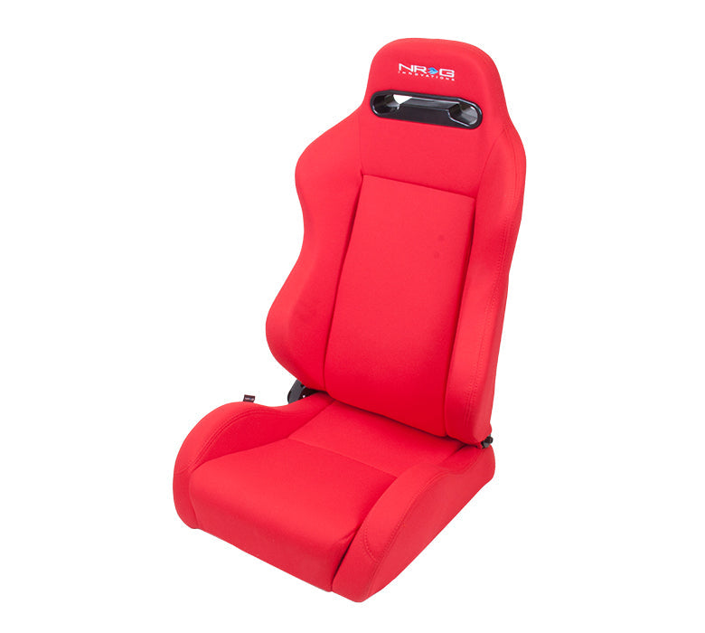 NRG Innovations - Type-R Cloth Reclining Sport Seats - Red/Red Stitch - Pair - RSC-210L/R - NextGen Tuning