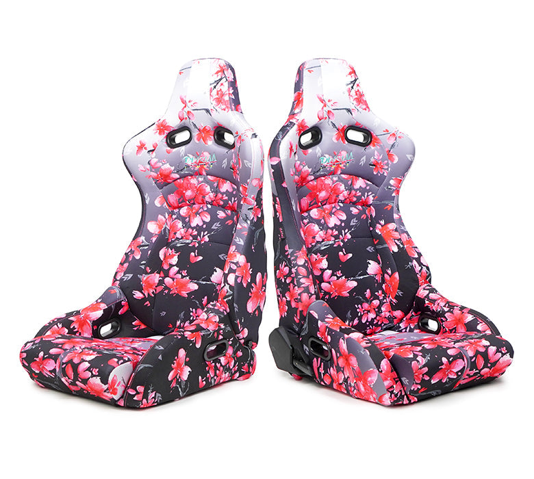 NRG Innovations - Reclining Bucket Seats Sakura Edition - Japanese Cherry Blossom - Pair - RSC-710 L/R- SAKURA - NextGen Tuning