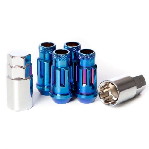 Muteki - SR48 Open End Locking Lug Nuts - Burning Blue Neon - 12x1.50 - Set of 4 - NextGen Tuning