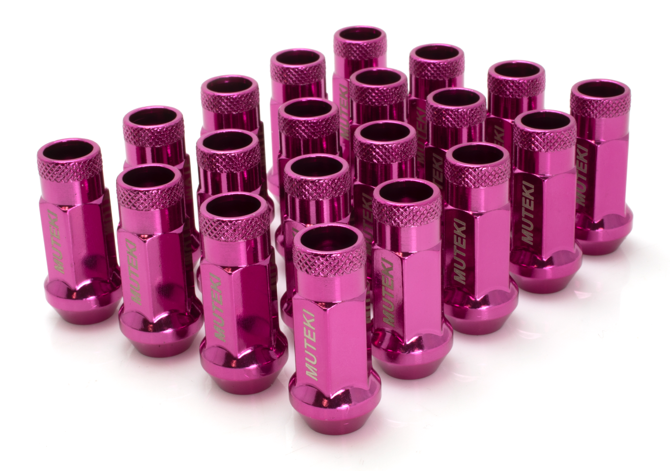 Muteki - SR48 Open End Lug Nuts - Pink - 12x1.50 - Set of 20 - NextGen Tuning